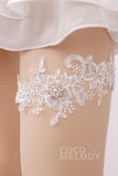 Lace Wedding Garter with Diamond and Pearls WD17013 - COCOMELODY