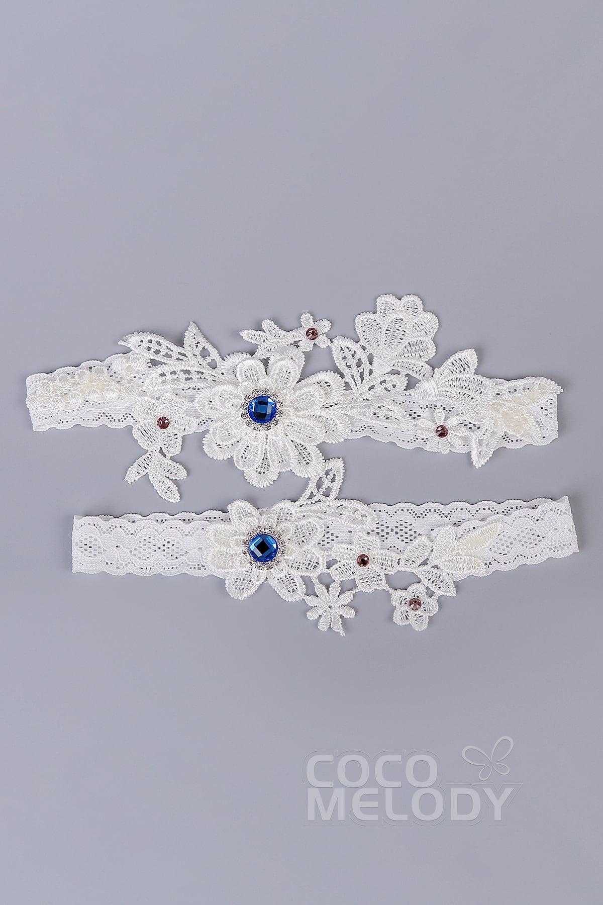 Lace Wedding Garter with Diamond WD17015 - COCOMELODY