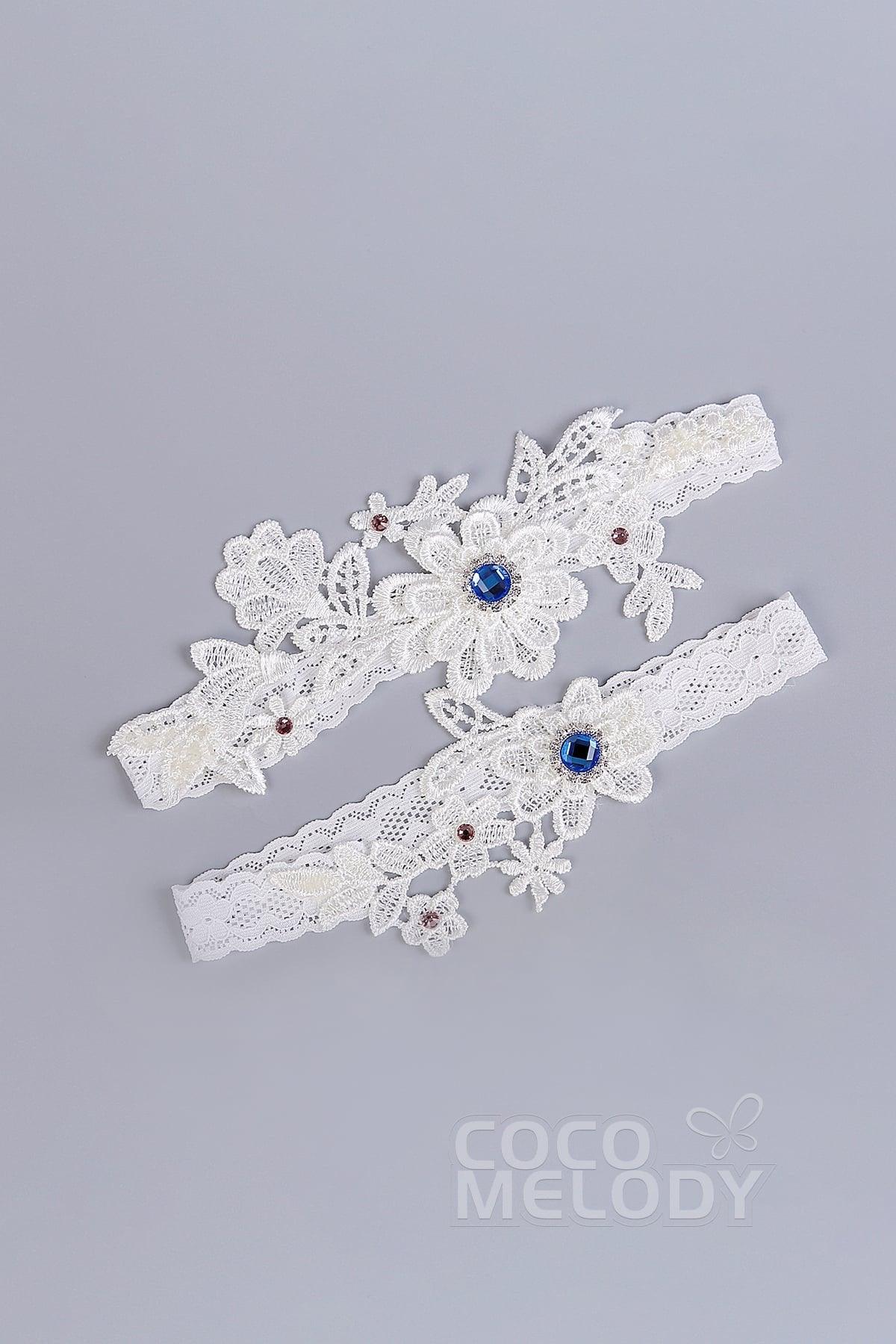Lace Wedding Garter with Diamond WD17015 - COCOMELODY