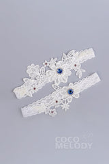 Lace Wedding Garter with Diamond WD17015 - COCOMELODY
