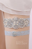 Lace Wedding Garter with Diamond and Pearls WD17019 - COCOMELODY