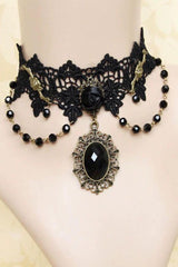 Lace and Alloy Necklaces with Crystals 652879746982 - COCOMELODY