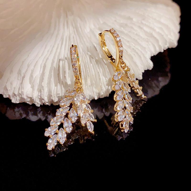 Earrings Bright Nebula Zircon Pearl Earrings 748956093496 - COCOMELODY