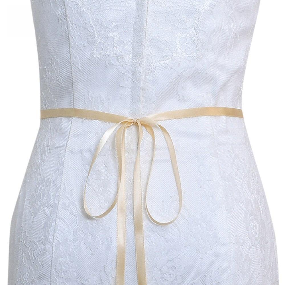 Ribbons Wedding Sash with Rhinestone Imitation Pearl 837366894589 - COCOMELODY