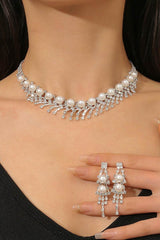Elegant Pearl/Zircon Wedding Earrings/Necklace Jewelry Sets (Set of 2) 694954276953 - COCOMELODY