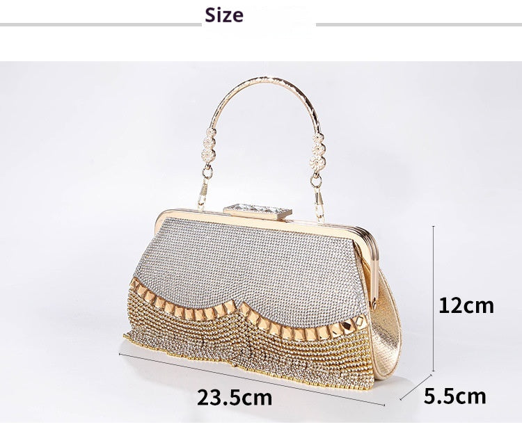 Rhinestone fringe evening bag 788222596906 - COCOMELODY