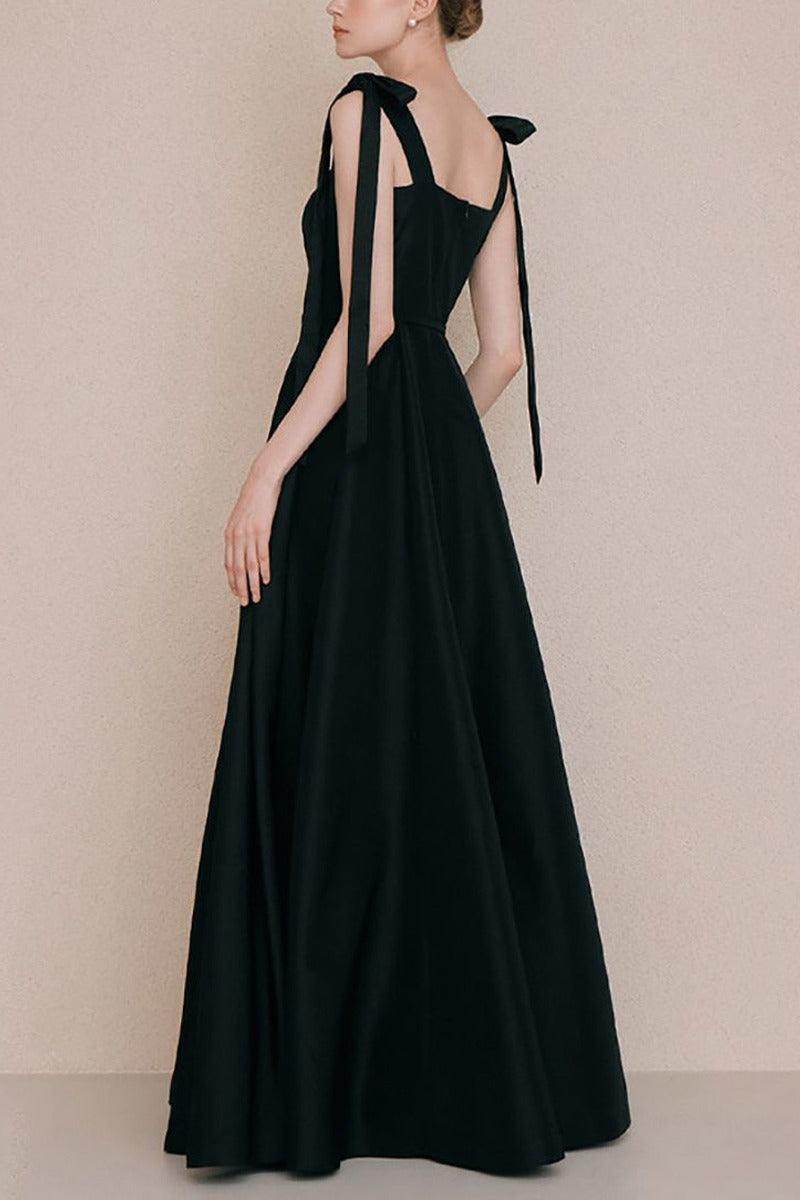 A-Line Floor Length Satin Wedding Dress 742347951746 - COCOMELODY