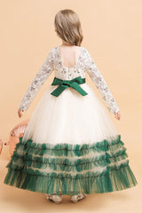 A-Line Maxi Tulle Flower Girl Dress 682328644676 - COCOMELODY