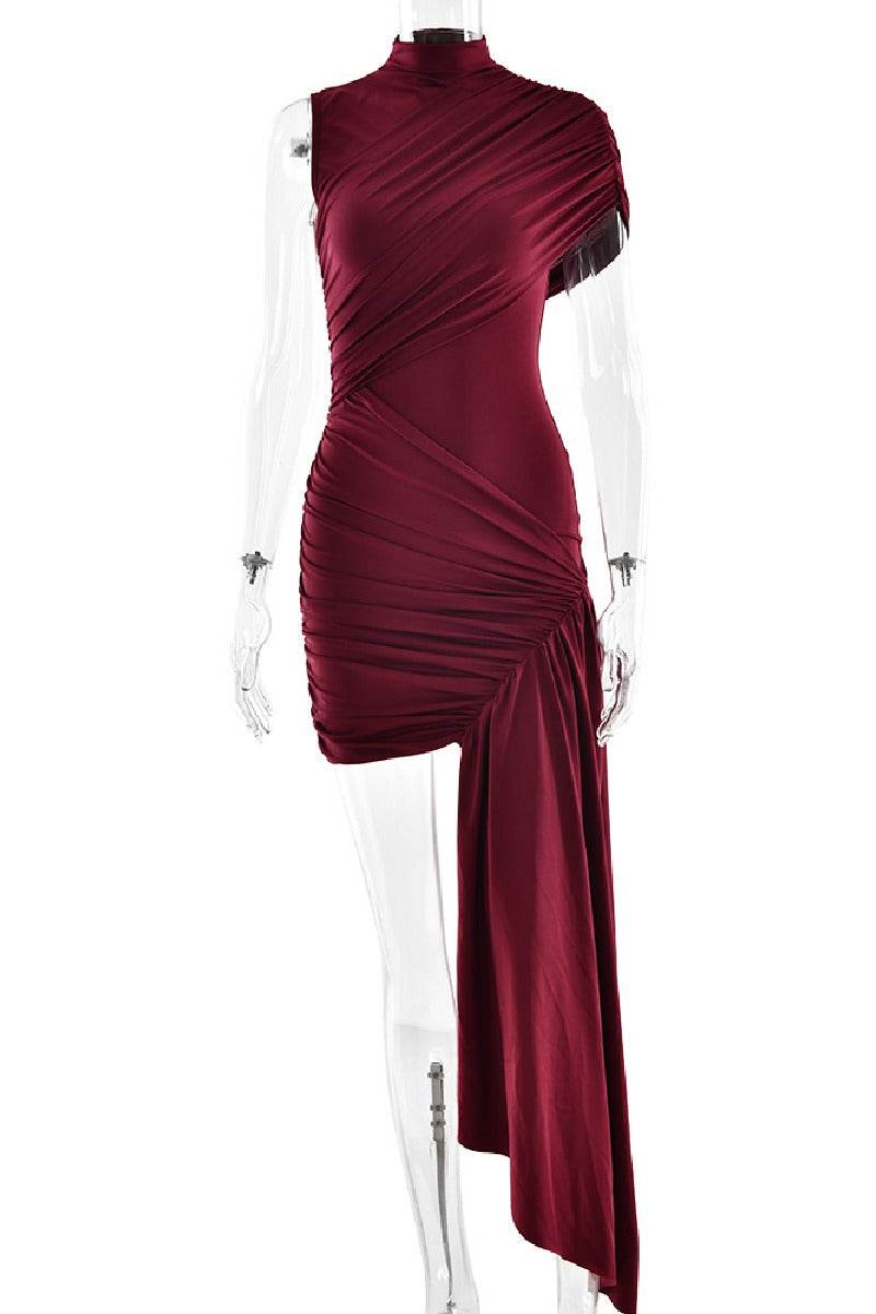 Asymmetry Mini Knitted Cocktail Wedding Guest dresses - COCOMELODY