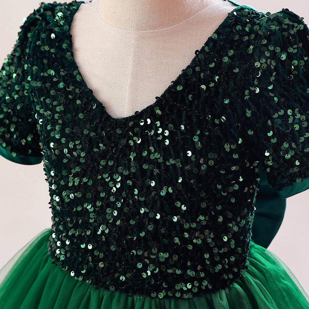 A-Line Maxi Sequined Tulle Flower Girl Dress 735143524780 - COCOMELODY