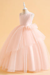 A-Line Maxi Tulle Flower Girl Dress 682982626293 - COCOMELODY