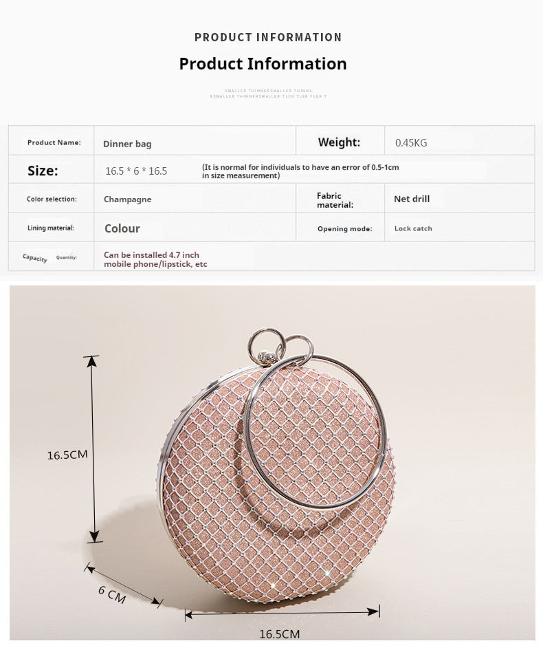 Small round bag ins Holding diamond-studded dinner bag Round jackhammer bag 640797477916 - COCOMELODY