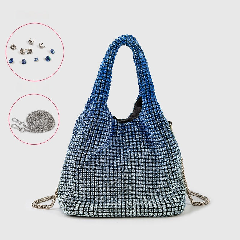 Diamond-encrusted and diamond-filled tote bucket dinner bag 819045946412 - COCOMELODY