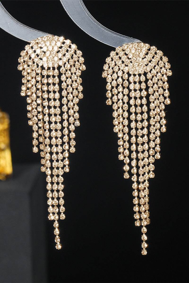Rhinestone/Tassels Drop Earrings 751330283865 - COCOMELODY