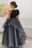 A-Line Detachable Layered Tulle Floor Length Flower Girl Dresses 1001038162773