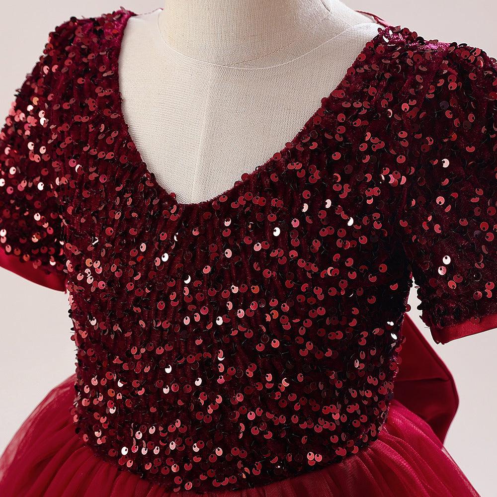 A-Line Maxi Sequined Tulle Flower Girl Dress 735143524780 - COCOMELODY