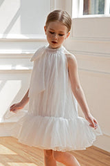 A-Line/Princess High Neck Mini Tulle Flower Girl Dresses 842537862733 - COCOMELODY