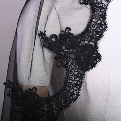Black Bridal Veil Gothic Lace Hairless Theme Wedding 777789185173 - COCOMELODY