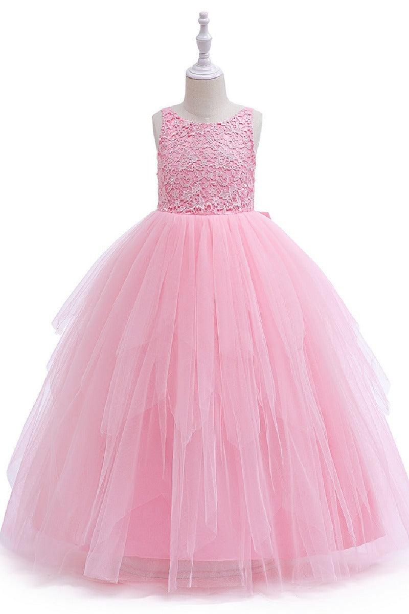 A-Line Scoop Neck Sleeveless Lace/Tulle Flower Girl Dresses 754840464932 - COCOMELODY