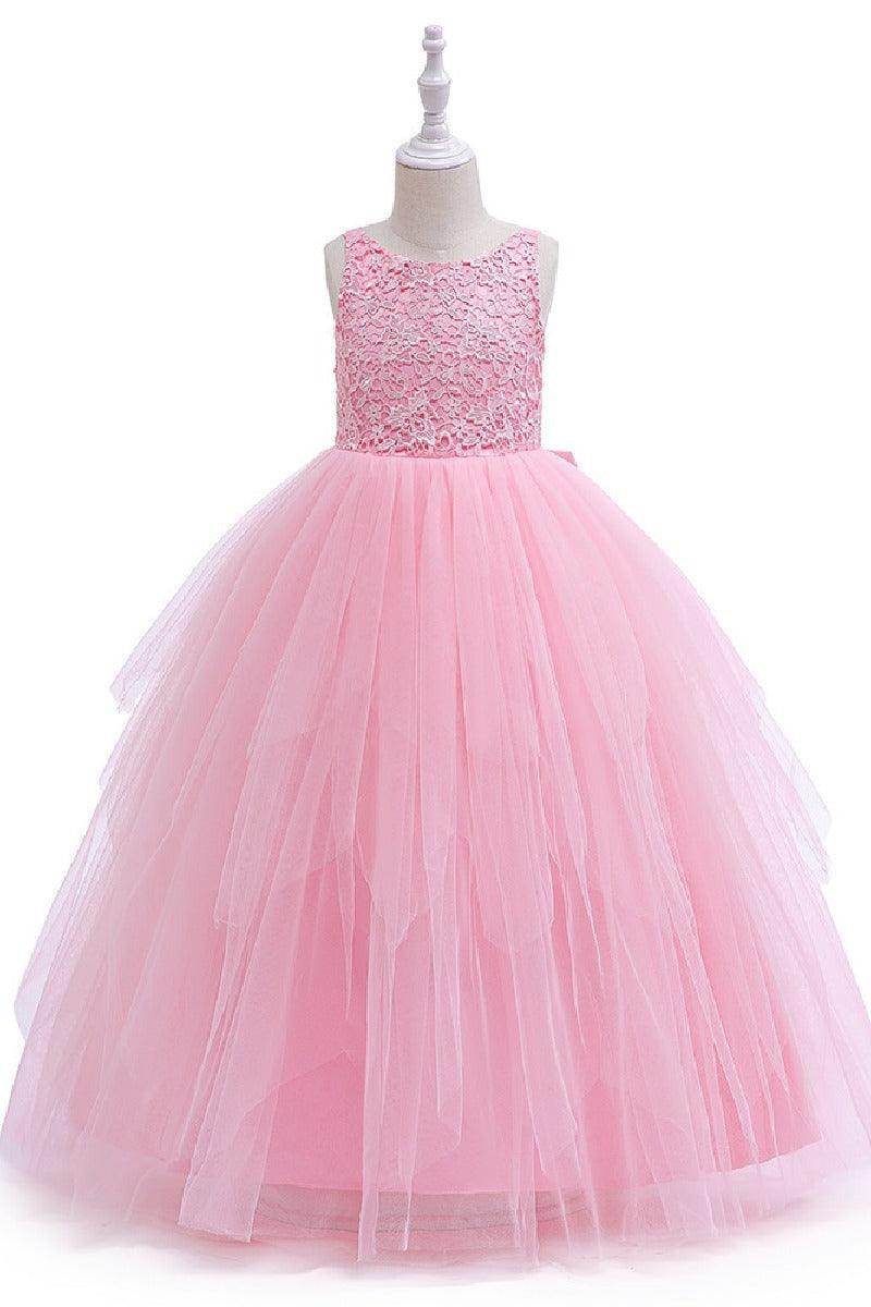 A-Line Scoop Neck Sleeveless Lace/Tulle Flower Girl Dresses 754840464932 - COCOMELODY