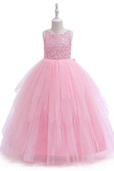 A-Line Scoop Neck Sleeveless Lace/Tulle Flower Girl Dresses 754840464932 - COCOMELODY