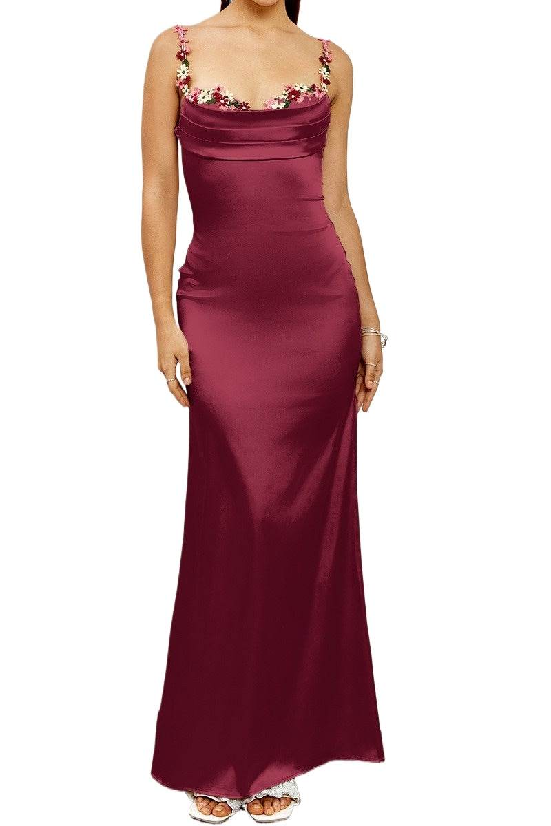 Sheath-Column Maxi Elastic Silk like Satin Formal Evening Dress 890740689555 - COCOMELODY