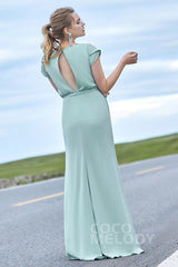 Sheath-Column Floor Length Chiffon Dress PR3607CR - COCOMELODY