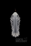 One-tier Lace Edge Tulle Hip Veils with Appliques AV180001 - COCOMELODY