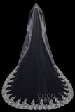 One-tier Lace Edge Tulle Chapel Veils Appliques AV160027 - COCOMELODY