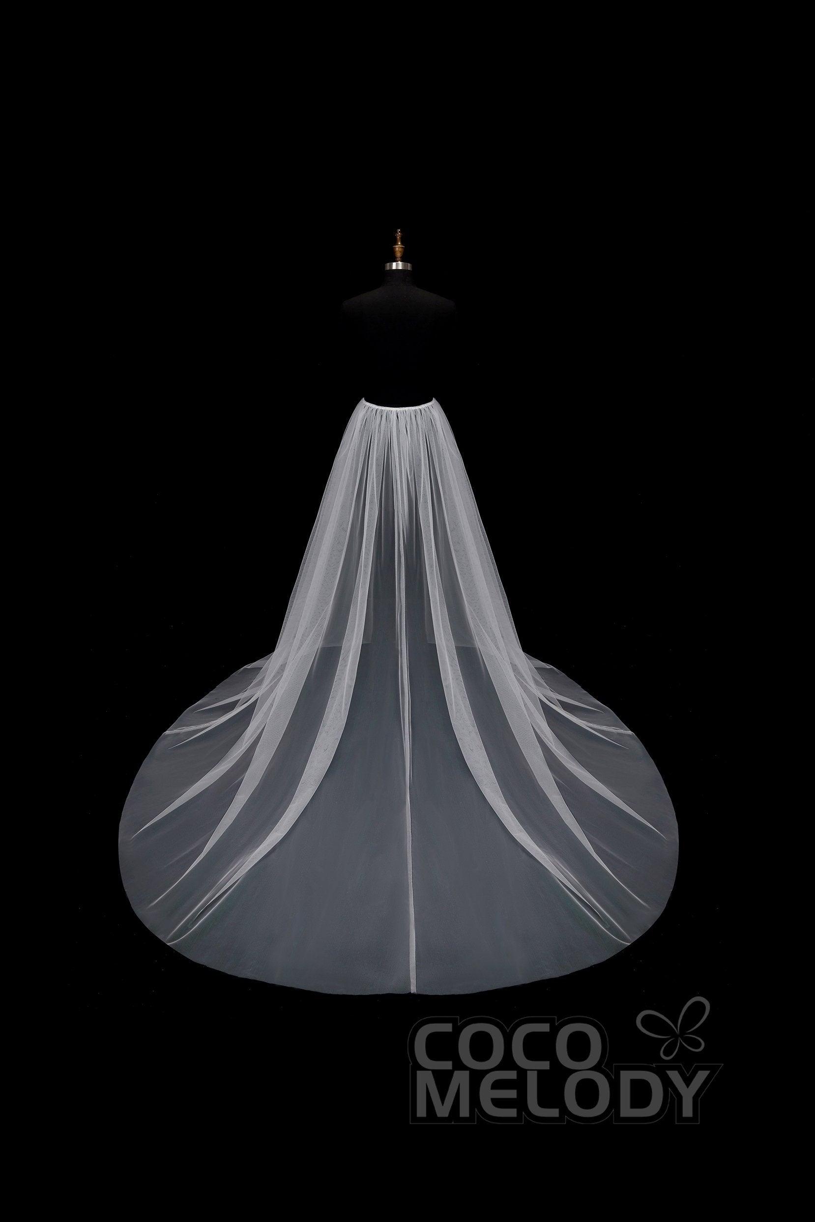 Perfect Chapel Train Tulle Wedding Skirt TR18003 - COCOMELODY