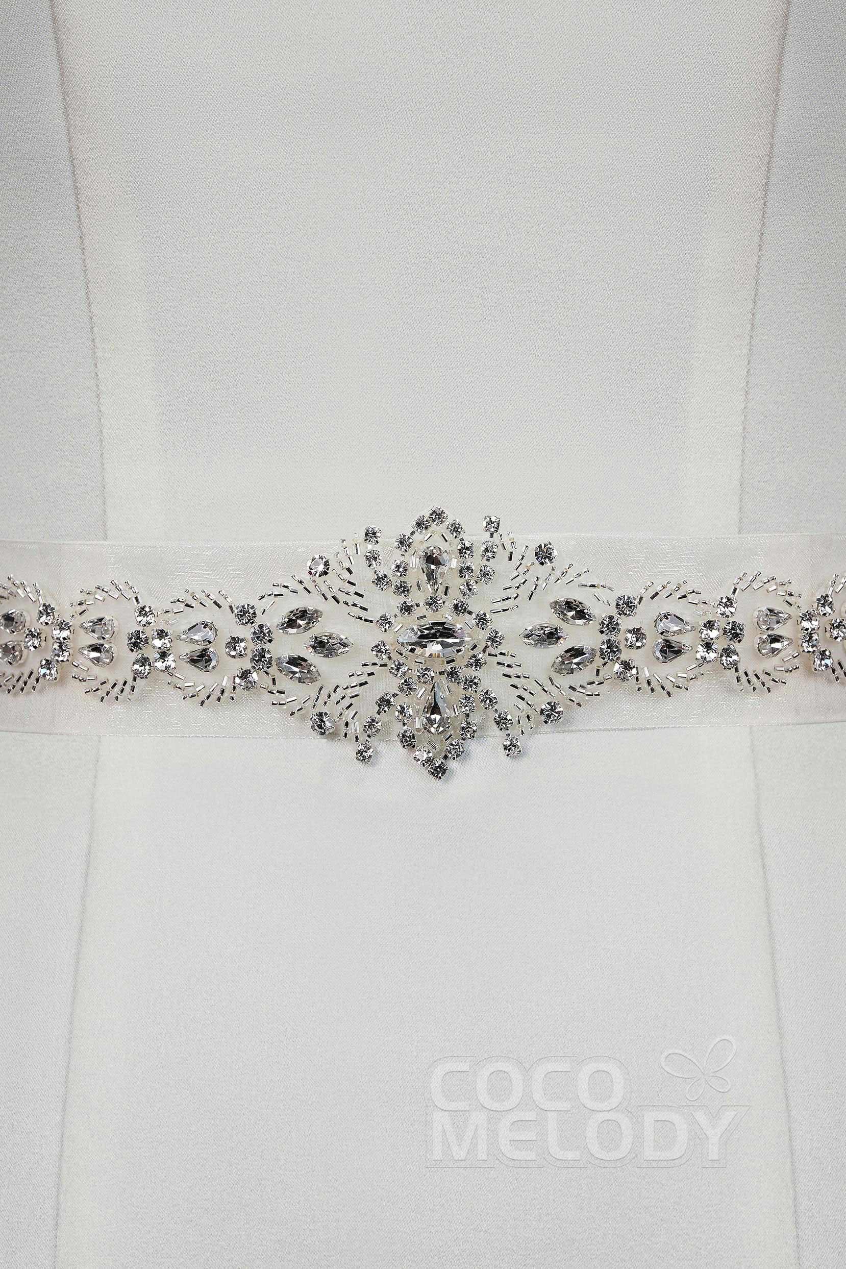 Luxurious Tulle Wedding Sash with Rhinestone YD17010 - COCOMELODY