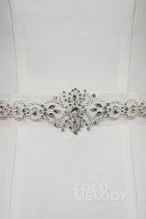 Luxurious Tulle Wedding Sash with Rhinestone YD17010 - COCOMELODY