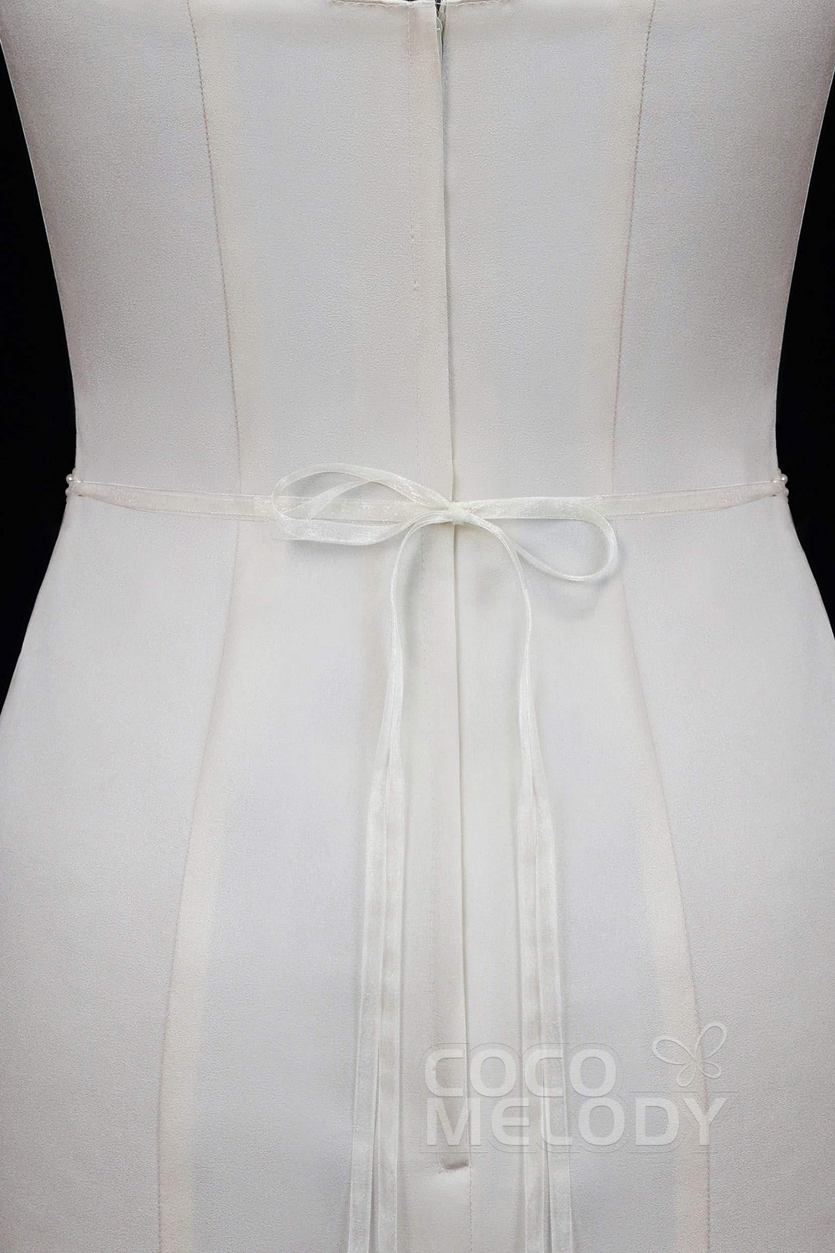 Tulle Wedding Sash with Rhinestone Imitation Pearl YD18005 - COCOMELODY