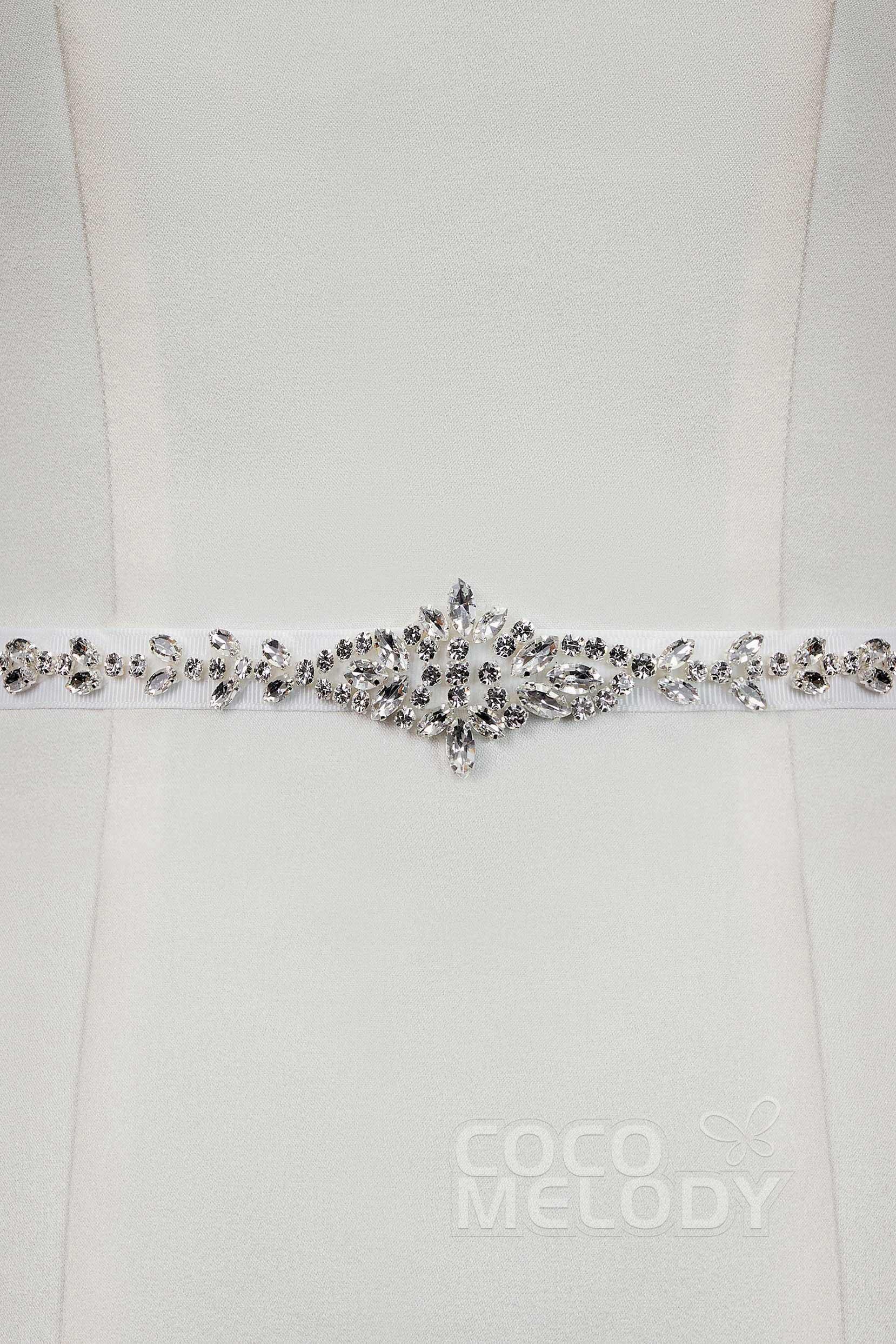 Chic Ribbons Wedding Sash with Rhinestone YD18001 - COCOMELODY