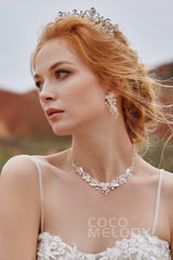 Zircon Wedding Necklace and Earrings Jewelry JS17005 - COCOMELODY