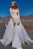 A-Line Court Train Organza and Tulle Wedding Dress LD5862 - COCOMELODY