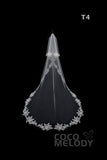One-tier Lace Edge Tulle Hip Veils with Appliques AV180001 - COCOMELODY