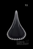 One-tier Lace Edge Tulle Hip Veils with Appliques AV180004 - COCOMELODY