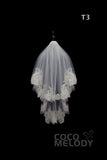 One-tier Lace Edge Tulle Hip Veils with Appliques AV180004 - COCOMELODY