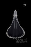 One-tier Lace Edge Tulle Hip Veils with Appliques AV180004 - COCOMELODY