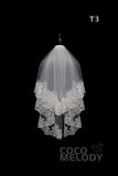 One-tier Lace Edge Tulle Hip Veils with Appliques AV180006 - COCOMELODY