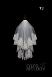 One-tier Lace Edge Tulle Hip Veils with Appliques AV180008 - COCOMELODY