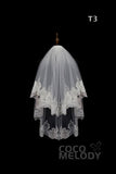 One-tier Lace Edge Tulle Hip Veils with Appliques AV180009 - COCOMELODY