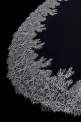 One-tier Lace Edge Tulle Cathedral Veils Appliques AV18001 - COCOMELODY