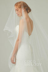 One-tier Lace Edge Tulle Cathedral Veils Appliques AV18020 - COCOMELODY