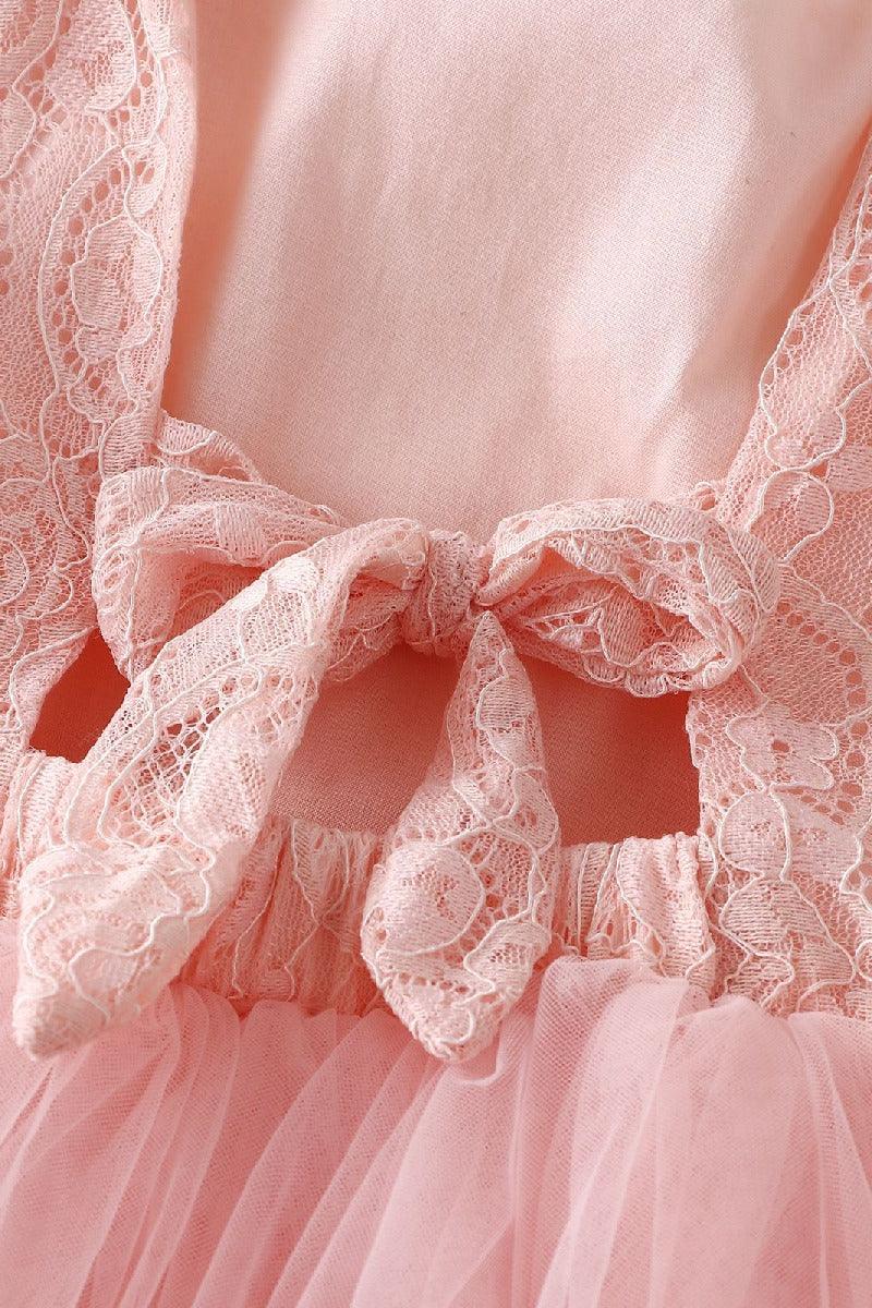A-Line Scoop Neck Long Sleeve Lace Midi Flower Girl Dresses 850587397012 - COCOMELODY