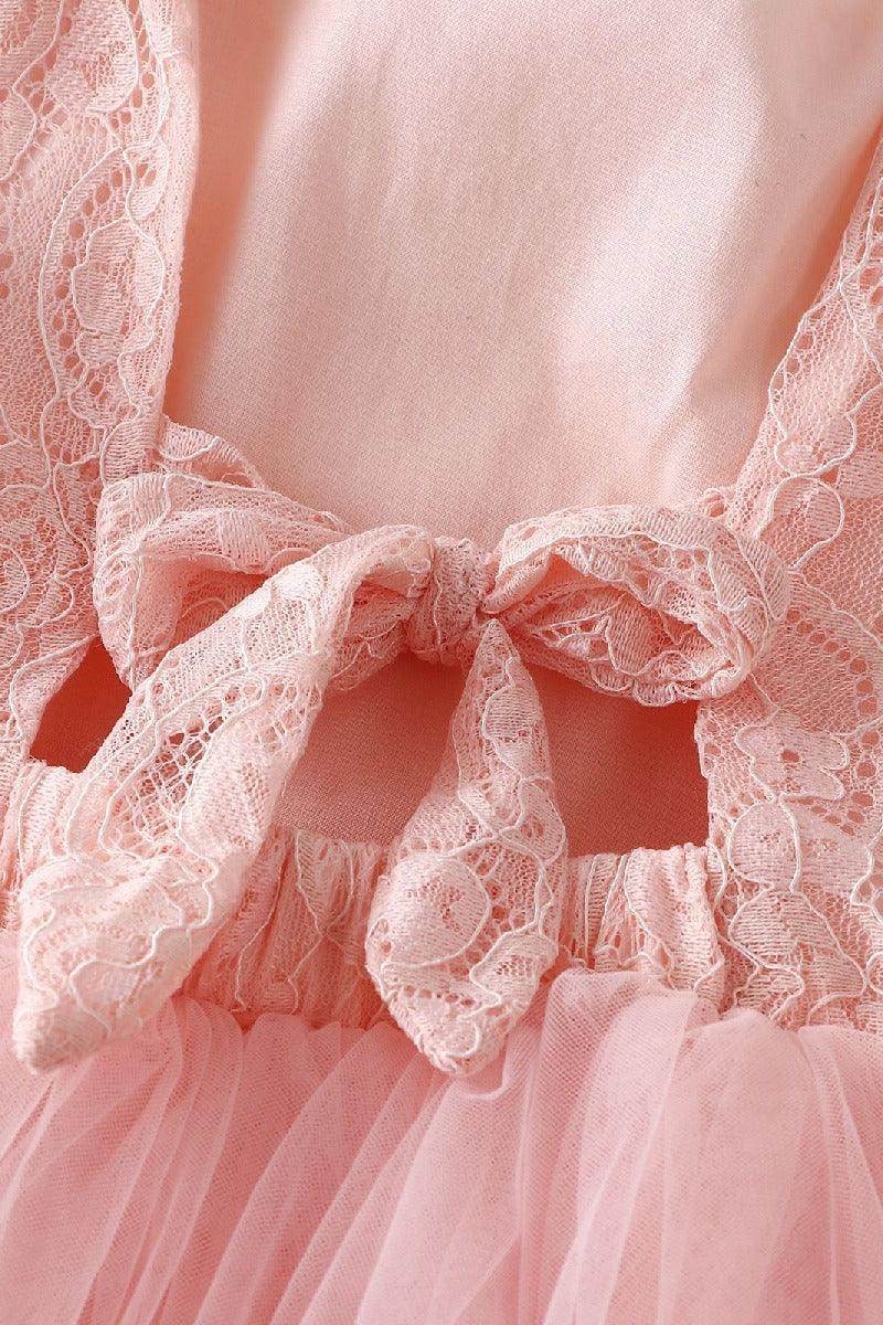 A-Line Scoop Neck Long Sleeve Lace Midi Flower Girl Dresses 850587397012 - COCOMELODY