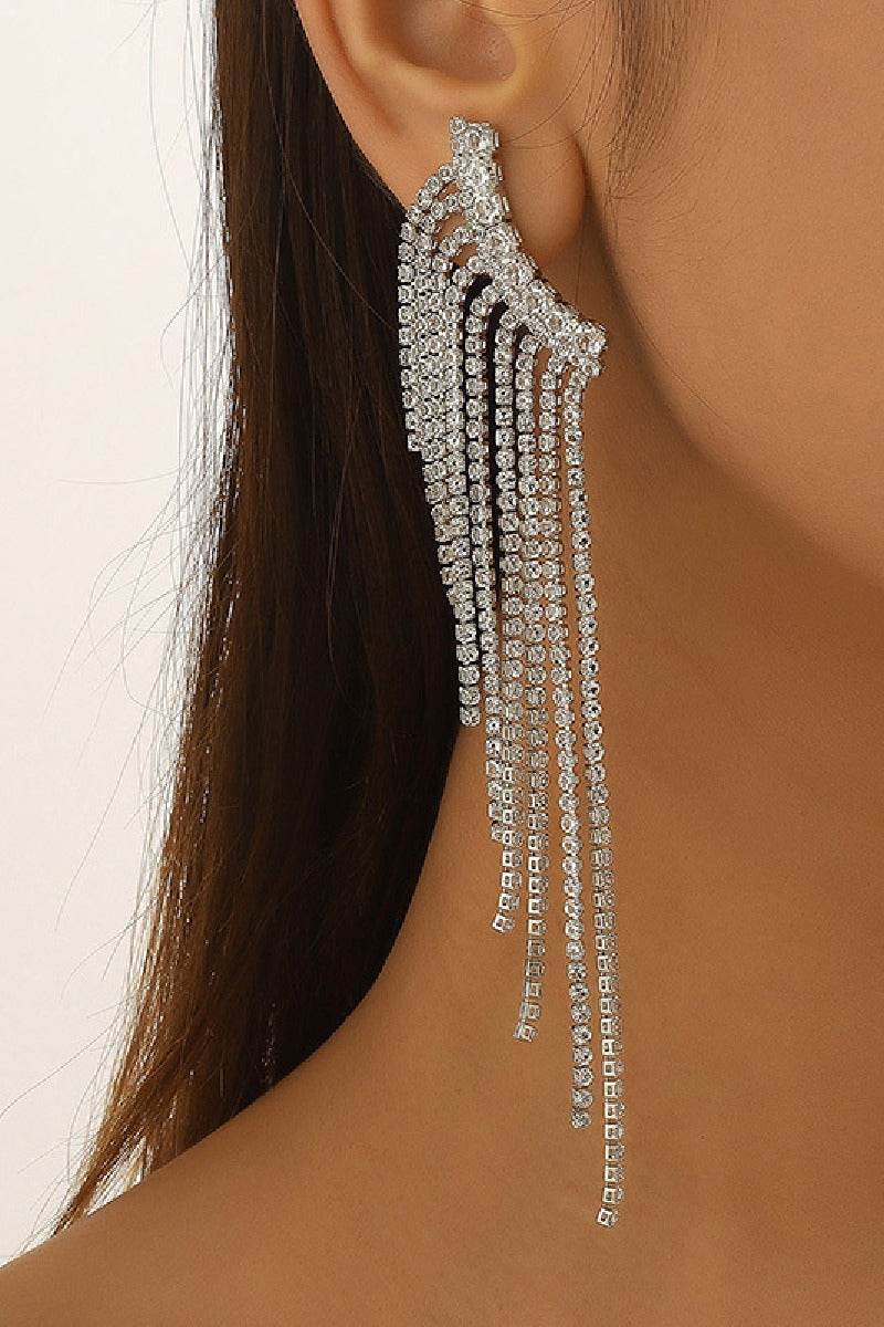 Rhinestone/Tassels Drop Earrings 714949471813 - COCOMELODY