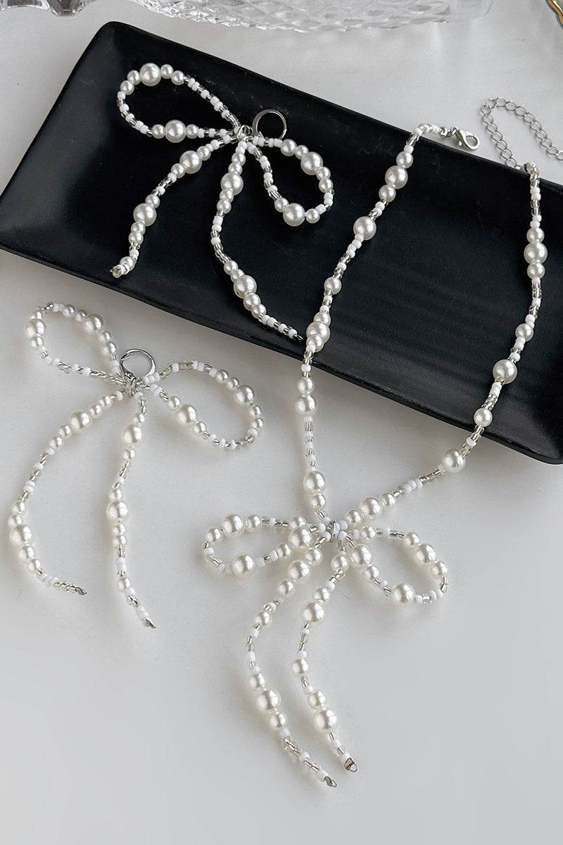 Classic Pearl/ Wedding Earrings/Necklace Jewelry Sets (Set of 2) 911142632859 - COCOMELODY