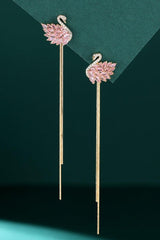 Swan tassel silver needle earrings 718899853686 - COCOMELODY
